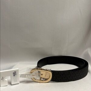 Michael Kors Reversible MK Logo Belt Rotating Buckle Black with Gold Size Medium